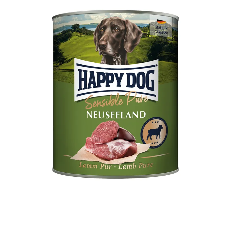 Ausverkauf Sparpaket 6 x 800 g Happy Dog Sensible Pure Neuseeland Lamm Pur Hunde Nassfutter